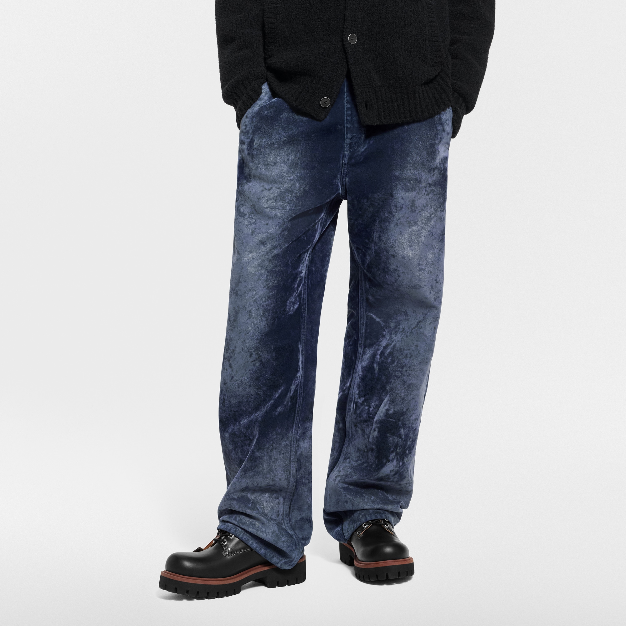 Velvet Denim Pants With Monogram Details - Men - Ready-to-Wear